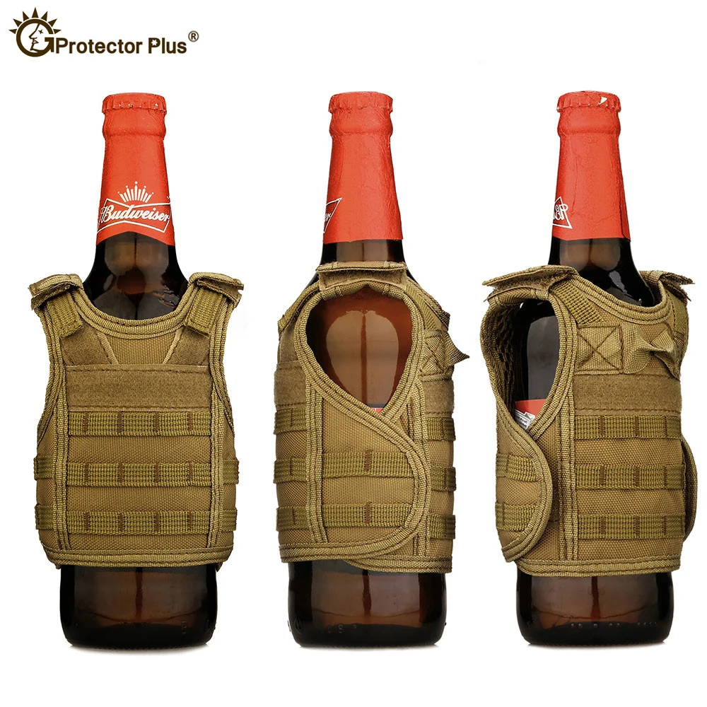 Tactical Vest Layer Military Beer Bottle Set Mini Miniature Hunting Vests Army Molle Vest Drink Set Adjustable Shoulder Straps