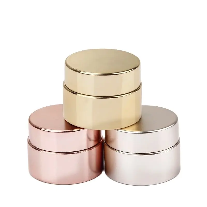 5g Plastic Empty Cream Jars UV Electroplate Gold Silver Rose Gold Refillable Bottles Face Cream Lotion Cosmetic Container 20pcs