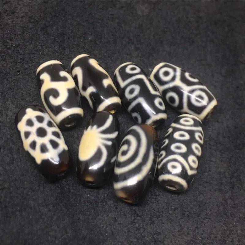 1pcs/lot Rare Patterns Spiral Spider 10mm*20mm Black Color Natural Agate Amulet Tibetan Dzi Beads for Bracelet DIY Jewelry