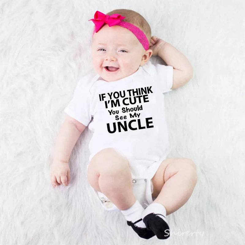 

If You Think I Am Cute You Should See My Uncle Aunt Black Cotton Short Sleeve Funny Baby Bodysuits Cute Newborn Baby Clothes