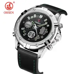 Luxury Digital Quartz Men Business watch Waterproof Military Multi-function Man's Wristwatch Leather strap relogio masculino