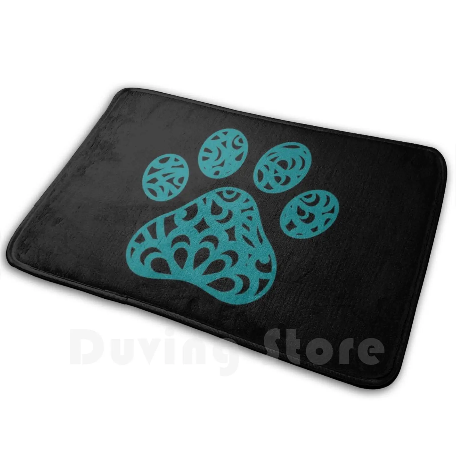 * * * Nice Dog Paw Mandala * * * Soft Non-Slip Mat Rug 1690 Carpet Cushion Mandala Dog Paw Animal Paw Cat Paws Blue Boho Cute