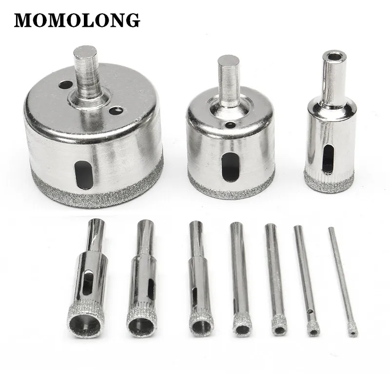 Spedizione gratuita 3-60mm punta diamantata rivestita in diamante per piastrelle in marmo vetro ceramica diamante nucleo punta foro sega trapano