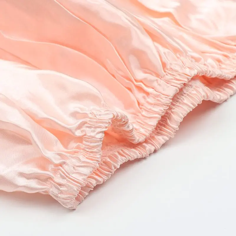 Women Imitation Silk Bloomers Ruffles Lace Trim Panties Victorian Pumpkin Shorts Solid Color Dance Dress Split Skirt Pettipants