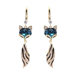 New Temperament Zircon Green Crystal Fox Long Fashion Personality Wild Earrings Women's Gift Earrings