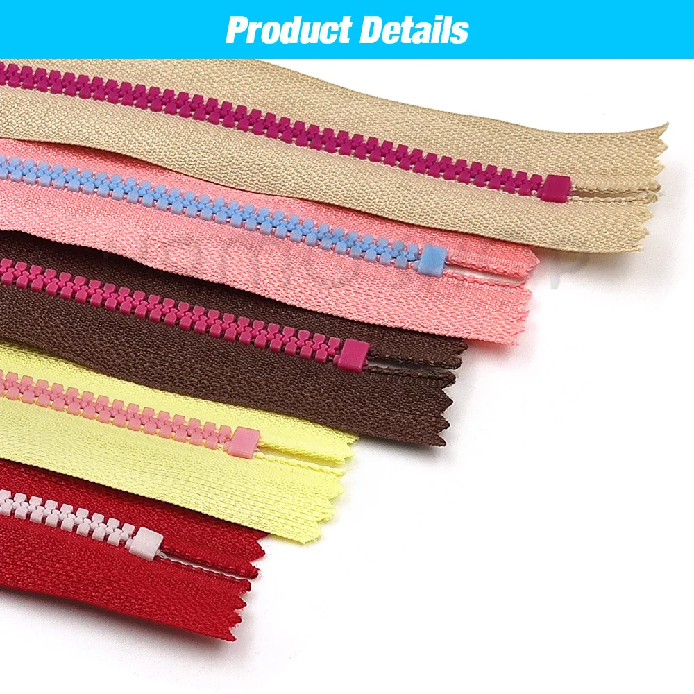 10Pcs #3 Closed-End Resin Zippers Ring Slider Zipper For DIY Handcraft Sewing Bags Wallet Purse Pocket Shoes Clothes Accessories