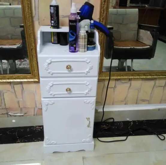 Kapsalon Wit Tool Kast Kapper Tool Kast Goud Met Ladeblok Föhn Rack Kast