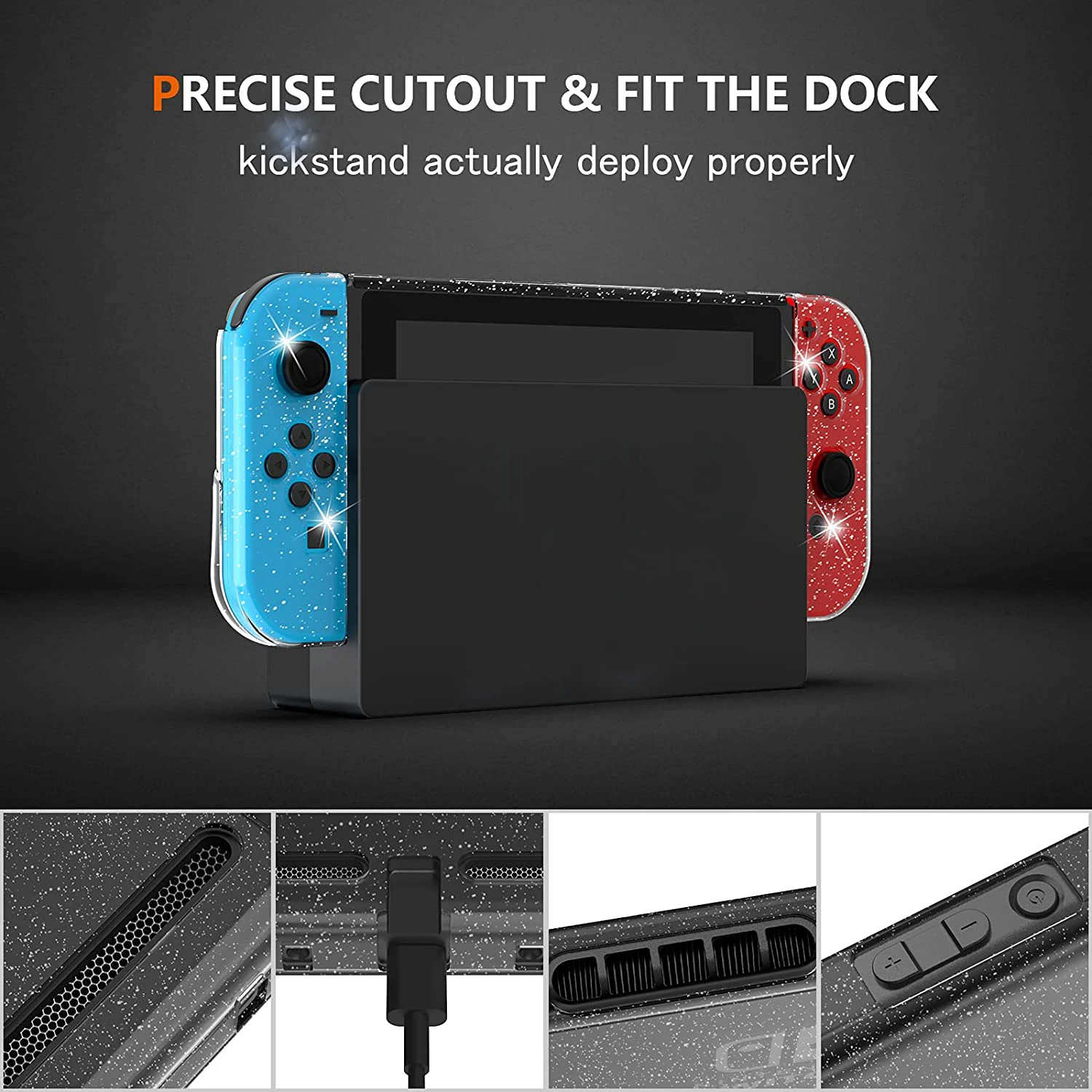 Clear Glitter TPU Soft Case Protective Cover Bling Shell for Nintendo Switch NS Joycon Controller Transparent Silicone Protector