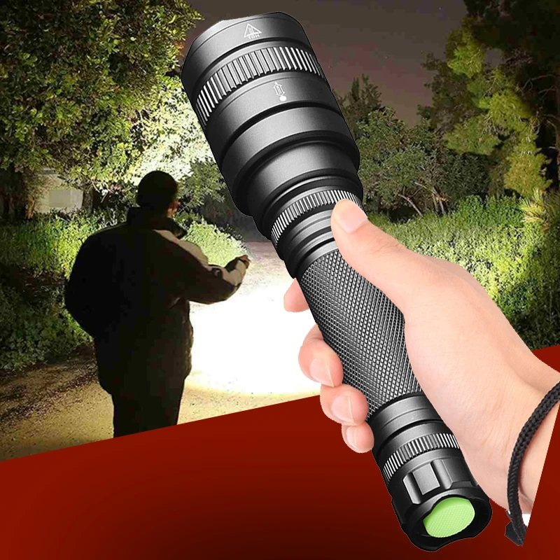 Xhp90.2 Led Flashlight Bike Torch Lantern Waterproof 18650 Battery Shock Resistant Self Defense Hard Light Zoomable Bulbs Lamp