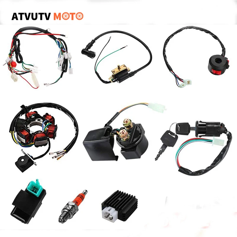 Wire Harness Complete Electrics Stator Coil CDI Wiring Harness For 50cc 70cc 90cc 110cc 125cc ATV Quad Dirt Bike Go Kart Parts