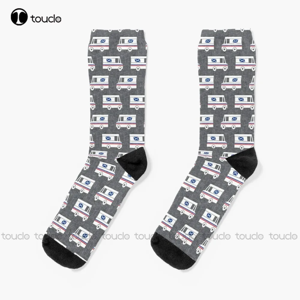 Mail Trucks - Grey Socks Anime Socks Personalized Custom Unisex Adult Teen Youth Socks 360° Digital Print Fashion New