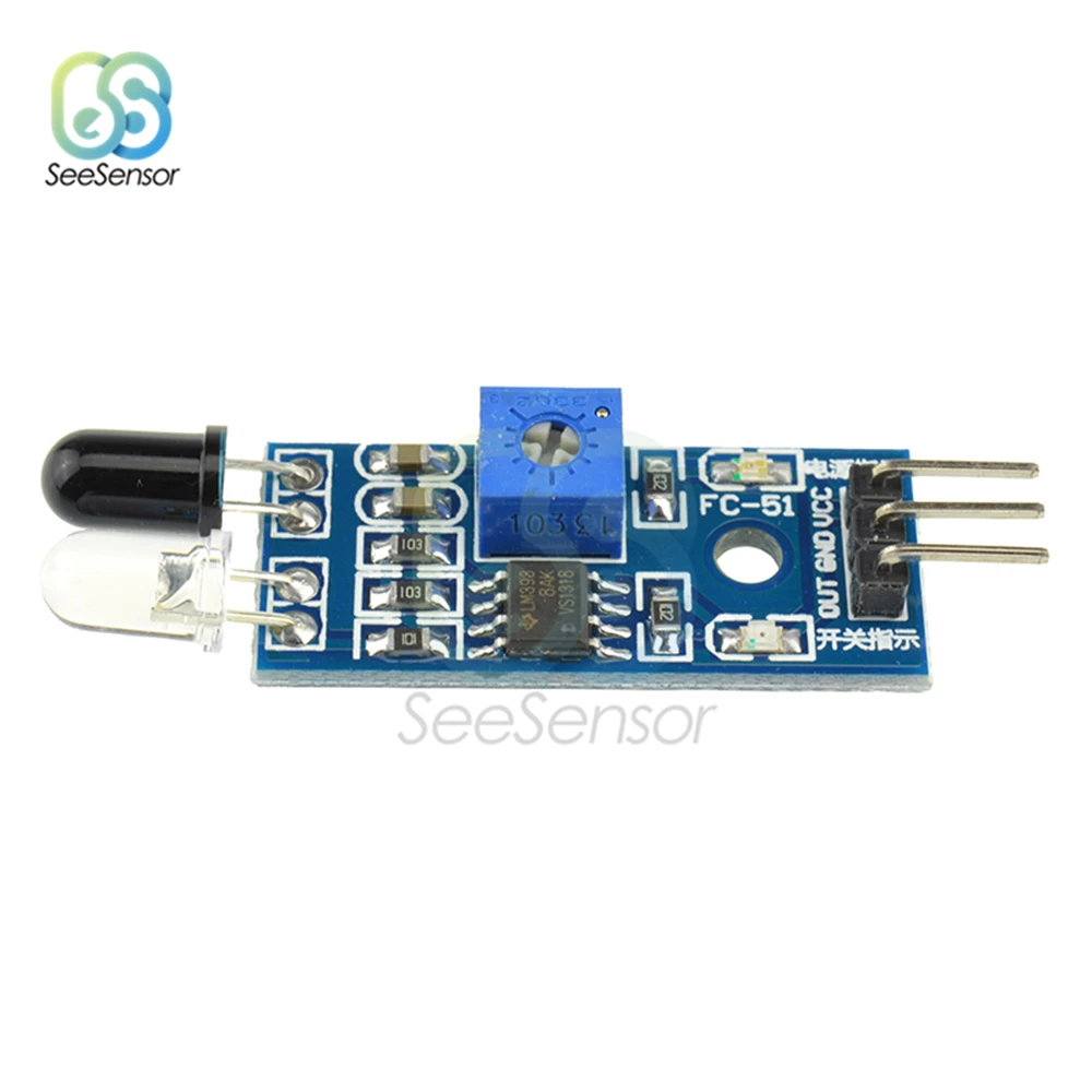 5Pcs/lot DC 3.3V-5V IR Infrared Obstacle Avoidance Sensor Module for Arduino Smart Car Robot 3-wire Reflective Photoelectric