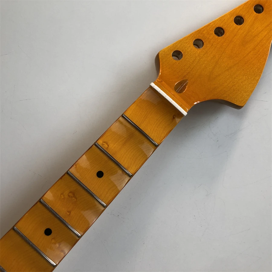 

Full Scalloped Big head Guitar Neck Replacement 21 Fret 25.5inch Maple fingerboard Dot Inlay Yellow Gloss