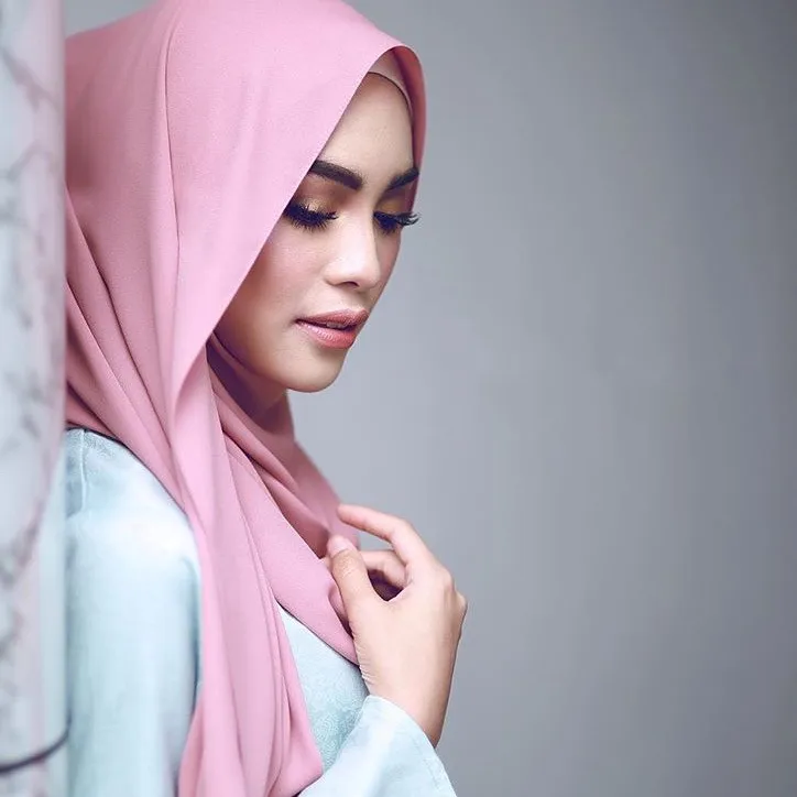 72*175Cm Syal Jilbab Sifon Muslim Syal Wanita Warna Solid Penutup Kepala Syal Jilbab Wanita Kerudung Muslim Wanita Foulard Femme