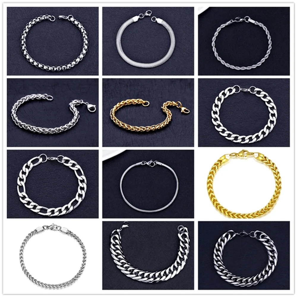 12 Style 316L Stainless Steel Snake Chain Bracelet Titanium Steel Link Bracelet Fashion Jewelry For Men and Women Top Quality