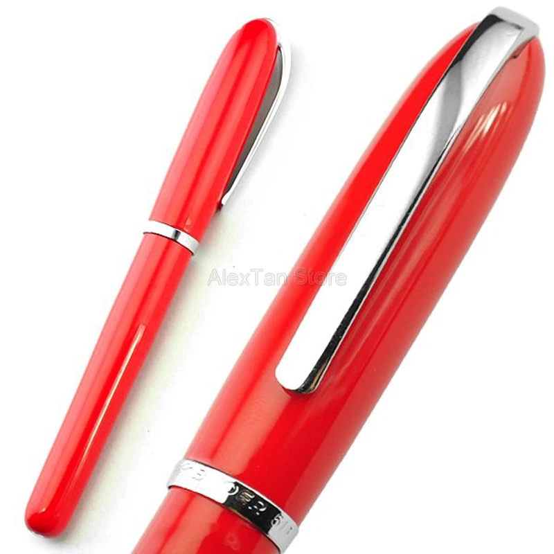 Baoer Business Fountain Pen Red Barrel With Silver Clip Iridium Medium Nib Unique Design Gift Pens Office & School Supplies