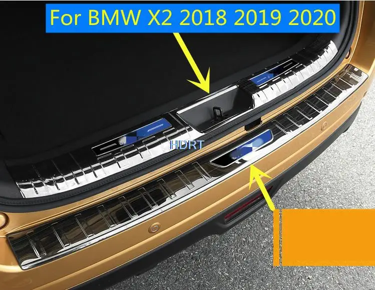 

Car accessories For BMW X2 2018 2019 2020 2PCS Stainless Steel Rear Inner Trunk Boot Bumper Guard Plate Protector Molding Trim