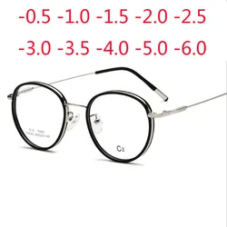 Vintage Round Glasses Female anti Blue Light Circle Frame eyeglasses Photochromic eyewear Diopter -1.0 -2.0 -3.0 To -6.0