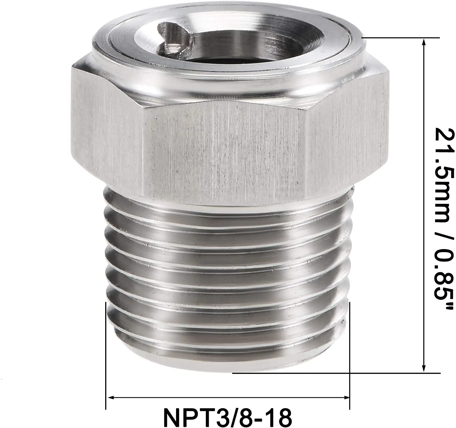 

3/8-18NPT Stainless Steel Oil Sight Glass,Liquid Level Viewports,Liquid Indicator Window For Air Compressor Gearbox Roots Blower