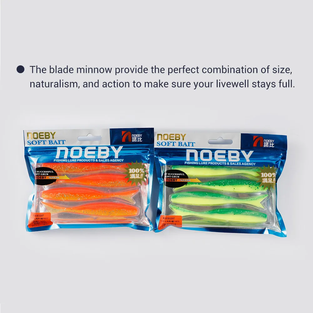 NOEBY Soft Lure Blade Minnow 9cm 11cm Easy Shiner Silicone Artificial Soft Bait Wobbler Drive Shad Bait Fishing Tackle Pesca