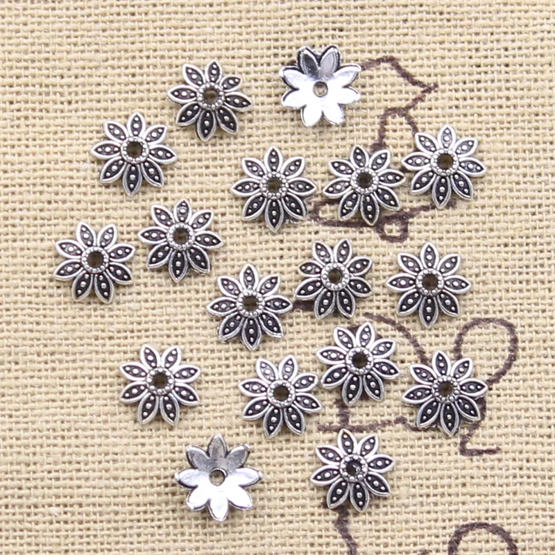 

200pcs 8x8mm Tibetan Antique Silver Color Flower Bead End Caps For Jewelry Making Findings Needlework DIY Accessories Wholesale