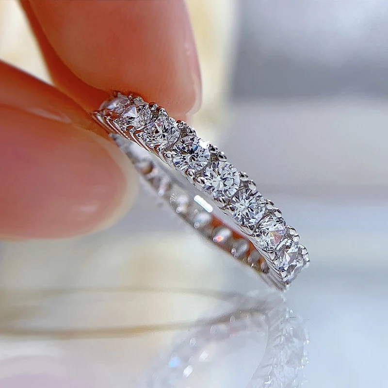 OEVAS 100% 925 Sterling Silver Full Square High Carbon Diamond Rings For Women Sparkling Wedding Party Fine Jewelry Wholesale