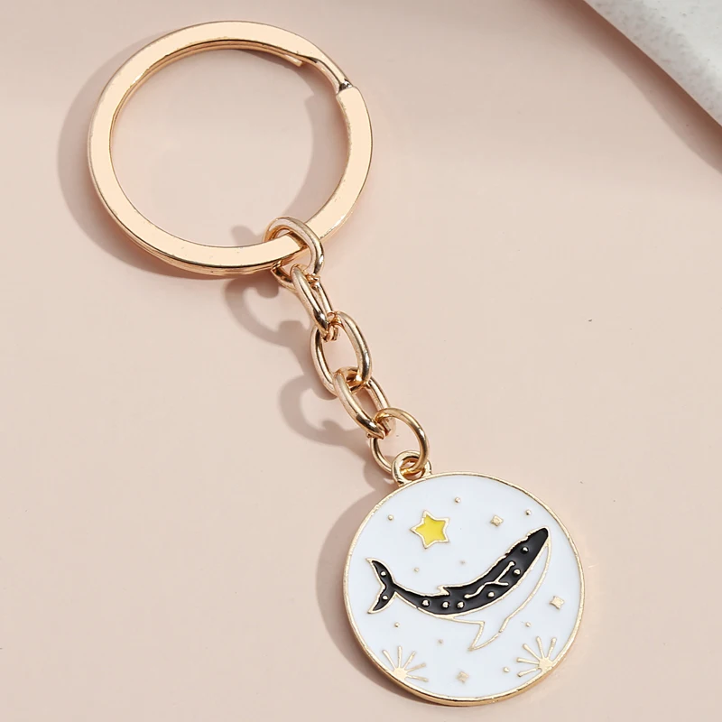 Cute Animal Keychain Star Dolphin Key Ring Ocean Key Chains Sea Gifts For Women Men Handbag Accessorie Car Keys Handmade Jewelry