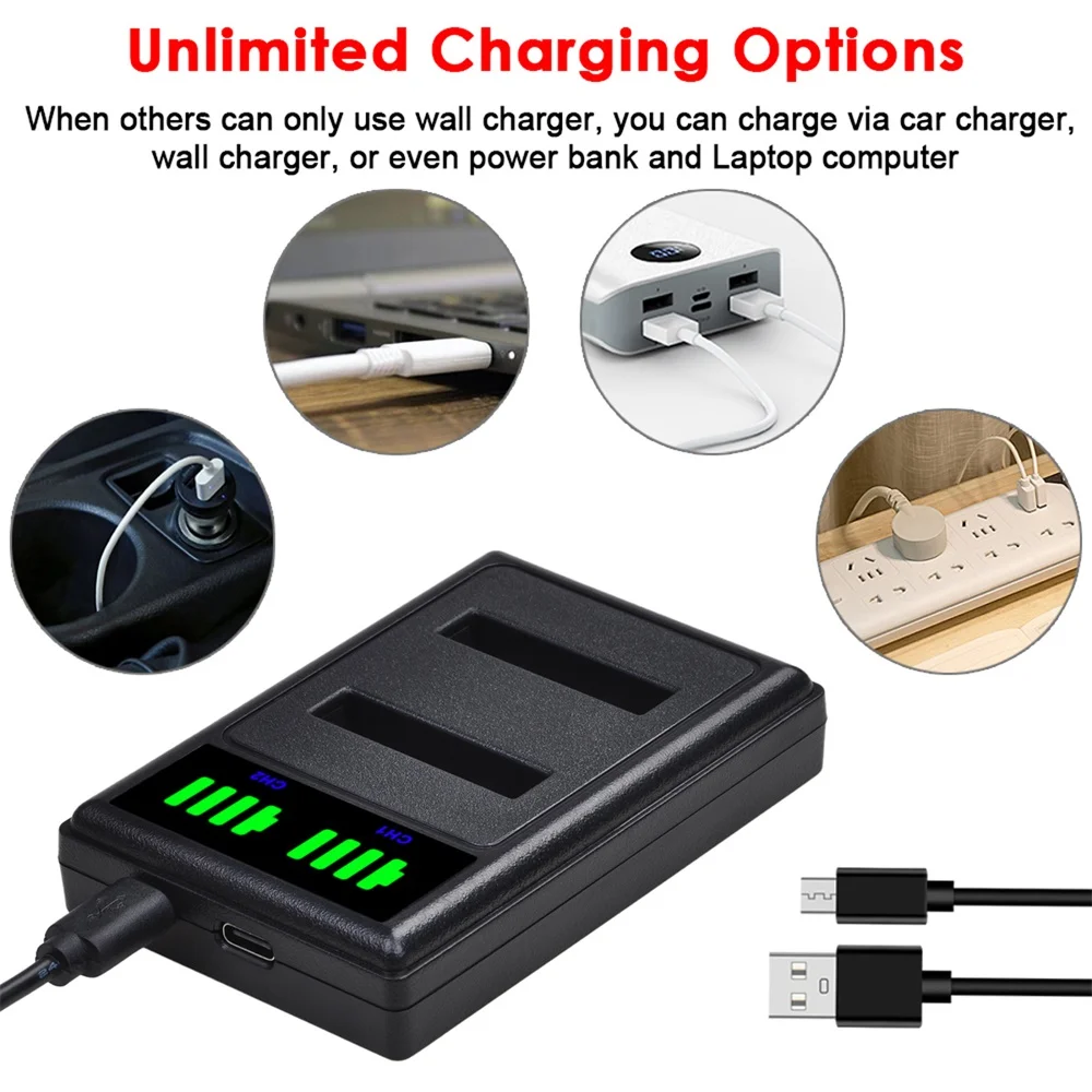 Li-50B D-LI92 Li 50B D LI92 Li50B LED cargador de batería doble con tipo C para Olympus SZ-15,SZ-16iHS,SP-800UZ,TG-630iHS,TG-820 iHS