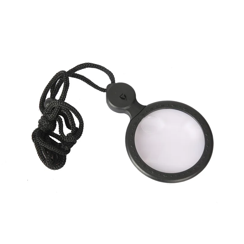 Handheld Portable magnifier with LED Light Hanging Type Reading Magnifying Glass with Rope 4X 10X loupe Double Lens lupa