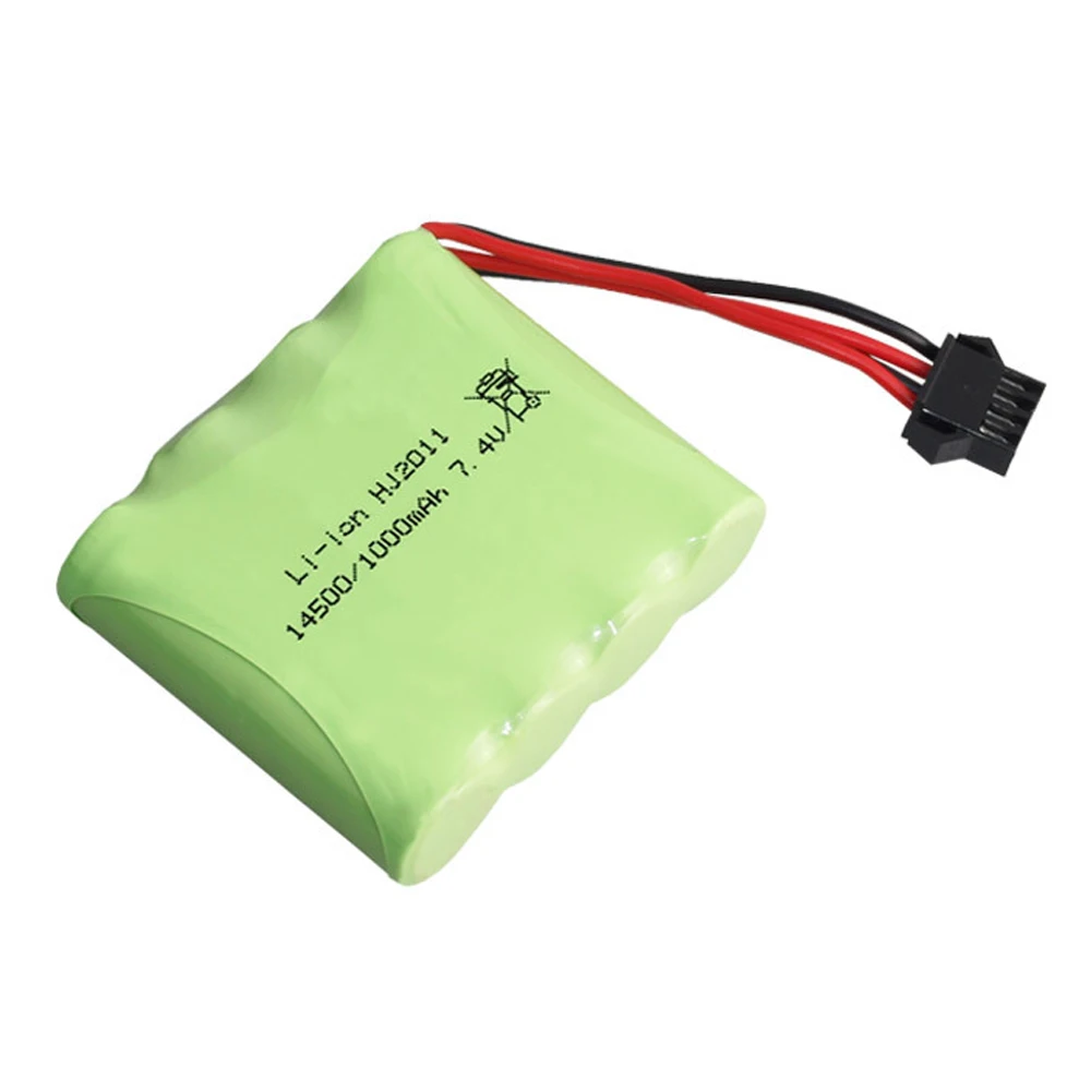 7.4V 1000mah Lipo Battery 14500 SM4P Plug for 1/16 RC  Off-road Vehicle 4WD Drive High-speed Climbing Drift Racing Car toy parts