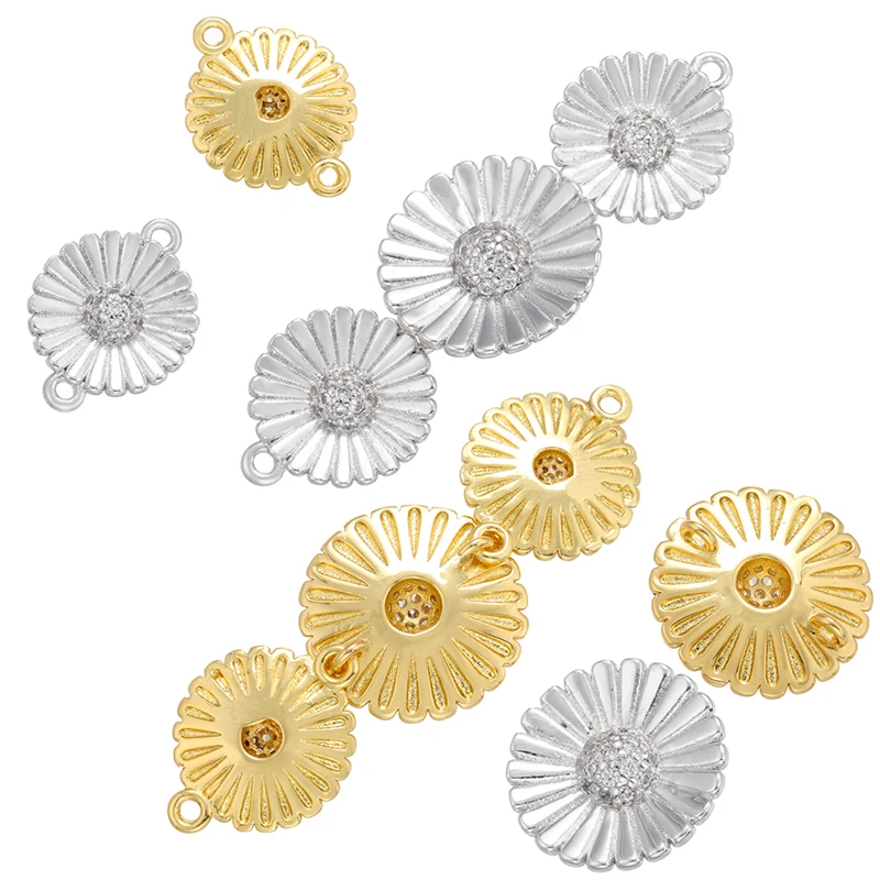 

ZHUKOU gold color chrysanthemum connector for women DIY handmade bracelet jewelry accessories supplies wholesale VS489