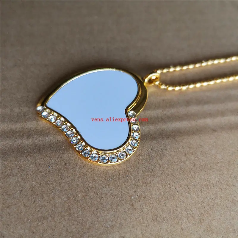 

sublimation blank Peach heart necklaces pendants women necklace pendant hot tranfer printing consumable 20pieces/lot