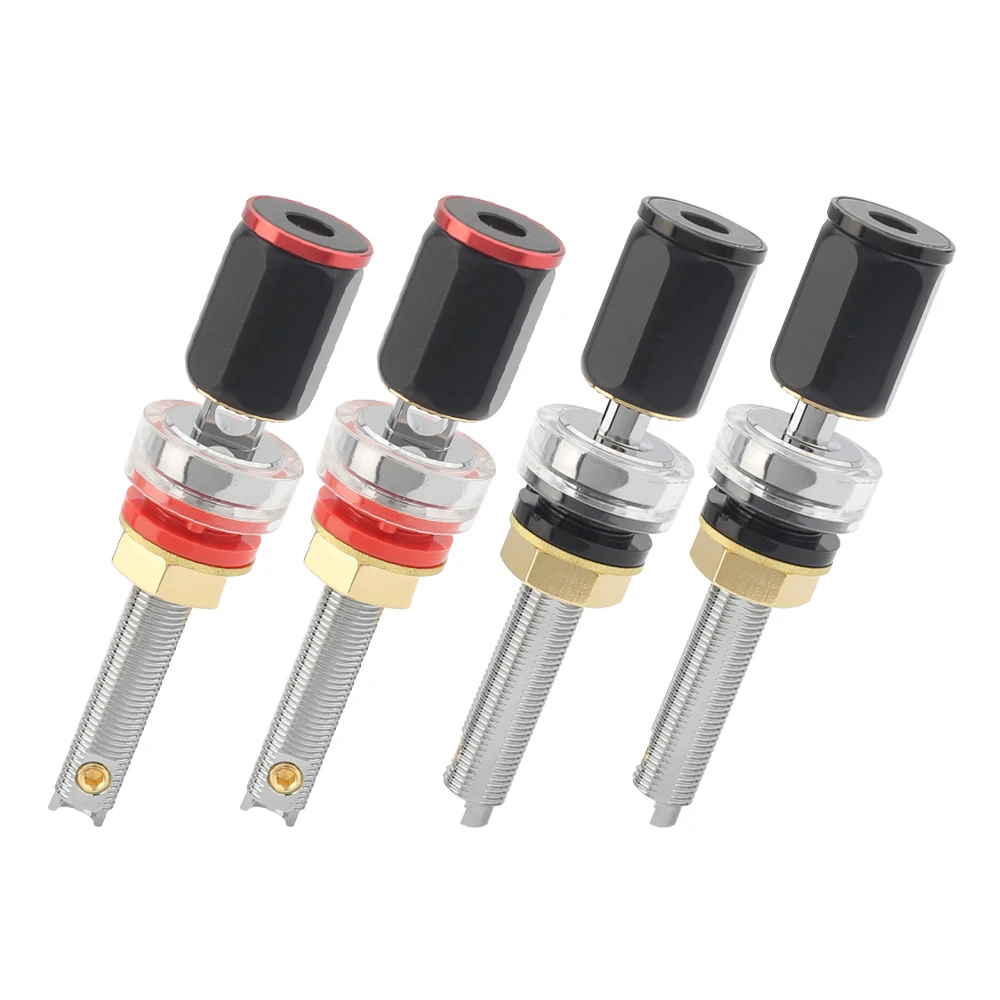 Audiophile Rhodanise Rhodium-Plated Loudspeaker Binding Posts Speaker Posts 4 Pieces per Lot High-Fidelity Audio Connectivity