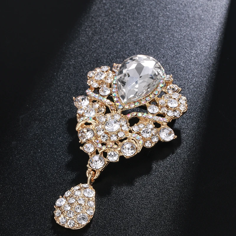 WEIMANJINGDIAN Brand Gorgeous Exaggerated Shiny Crystal Rhinestones Diamante Brooch Pins Wedding Bouquets  Jewelry Accessories