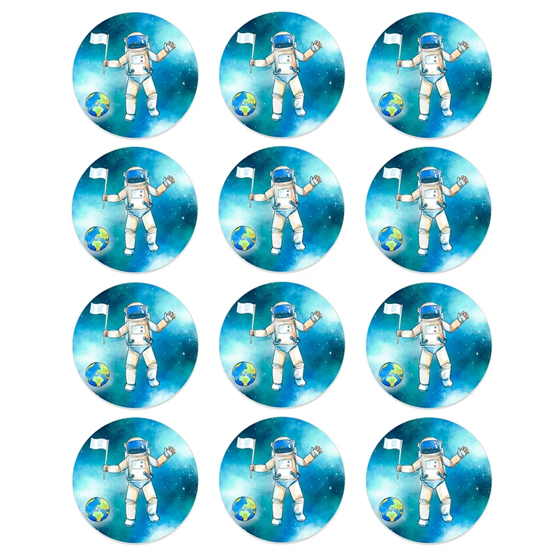 Outer Space Stickers Astronaut Rocket Ship Galaxy Seals Solar System Theme Party Boy Kids Birthday Stickers Decoration Favors