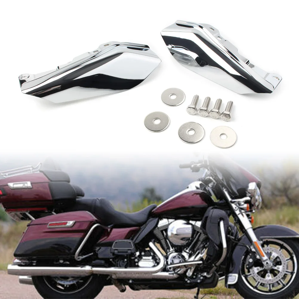 1 Pair Chrome ABS Motorcycle Mid-Frame Air Deflector Trim Heat Shield Left & Right For Harley Road Glide Touring 2009-2016