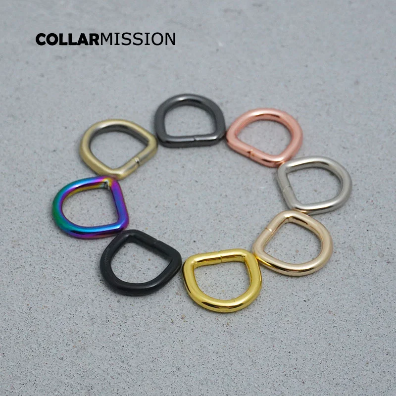 

100pcs/lot 15mm Metal Non-Welded Nickel Plated Hardware D Ring For Luggage Backpack Cat Dog Collar-Strap DIY Accessory 8 Colours