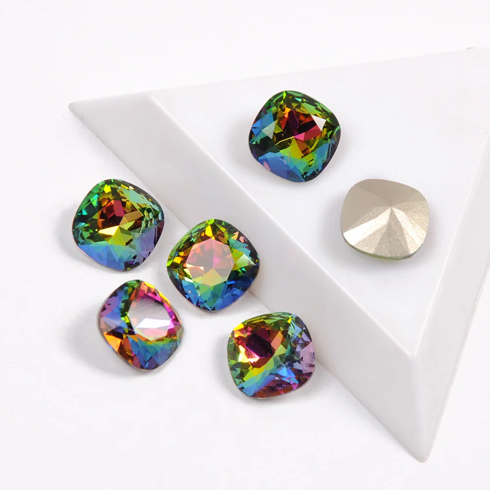 

4470 High Quality Strass VM Rainbow Cushion Cut Shape Fancy Rhinestones Pouplar Crystal Stone For 3D Nail Art Decorations