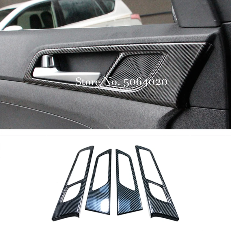 For Hyundai Tucson 2015 2016 2017 2018 2019 2020 Car inner door Bowl protector frame Cover Trim Car Styling ABS Carbon fiber