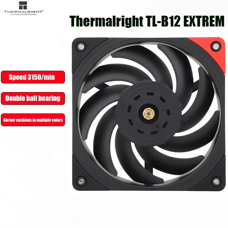 Thermalright TL-B12 EXTREM 12CM Chassis Fan Magnetic Suction Pressure Fan PWM Noiseless S-FDB Bearing CPU Silent Fan