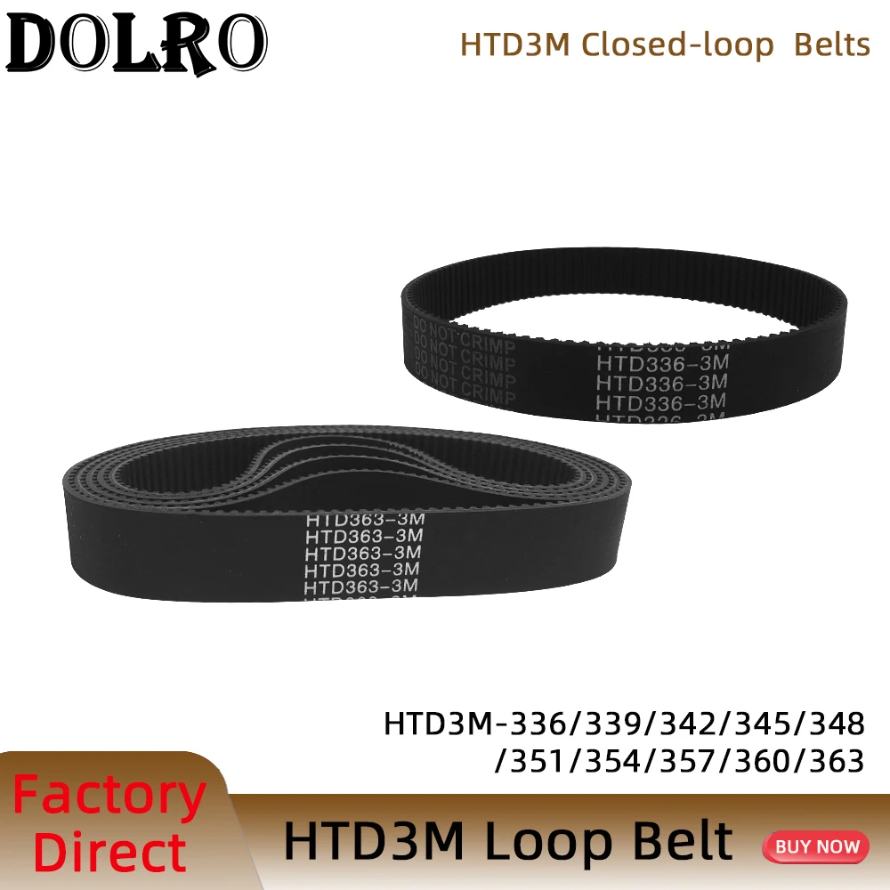 Arc HTD 3M Timing belt C=336 339 342 345 348 351 354 357 360 363 width 6/9/10/12/15/20mm Rubbe Closed Loop Synchronous pitch 3mm