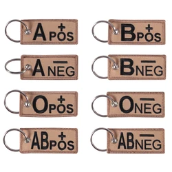 Fashion Blood Type Keychains Chapter A+B+AB+O+ Front POS Negative NEG Blood Type Group Tactical Military Emergency Keychain