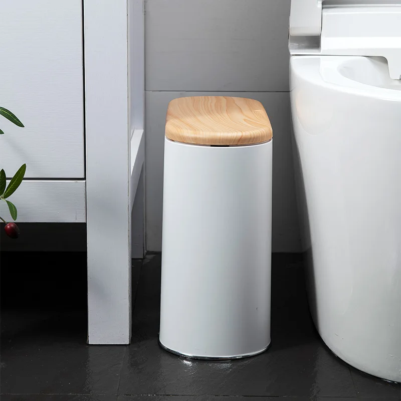 Press Style Narrow Trash Can Toilet Bathroom Plastic Waste Bin Dustbin Kitchen Garbage Bucket Trash Bin Household Trash BinZB206