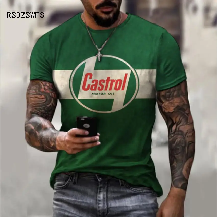 Harajuku Plus Size Castrol Digital Print Men Camisetas Street Style Casual Shirt Men'S Short-Sleeved Round Collar T-Shirt