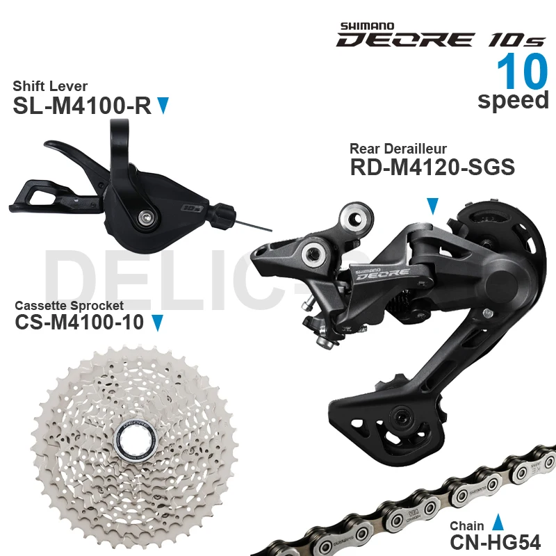 SHIMANO DEORE M4100 10v Groupset M4100 Shifter Cassette Sprocket and M4120 / M5120 Rear Derailleur HG54 Chain- 10-speed