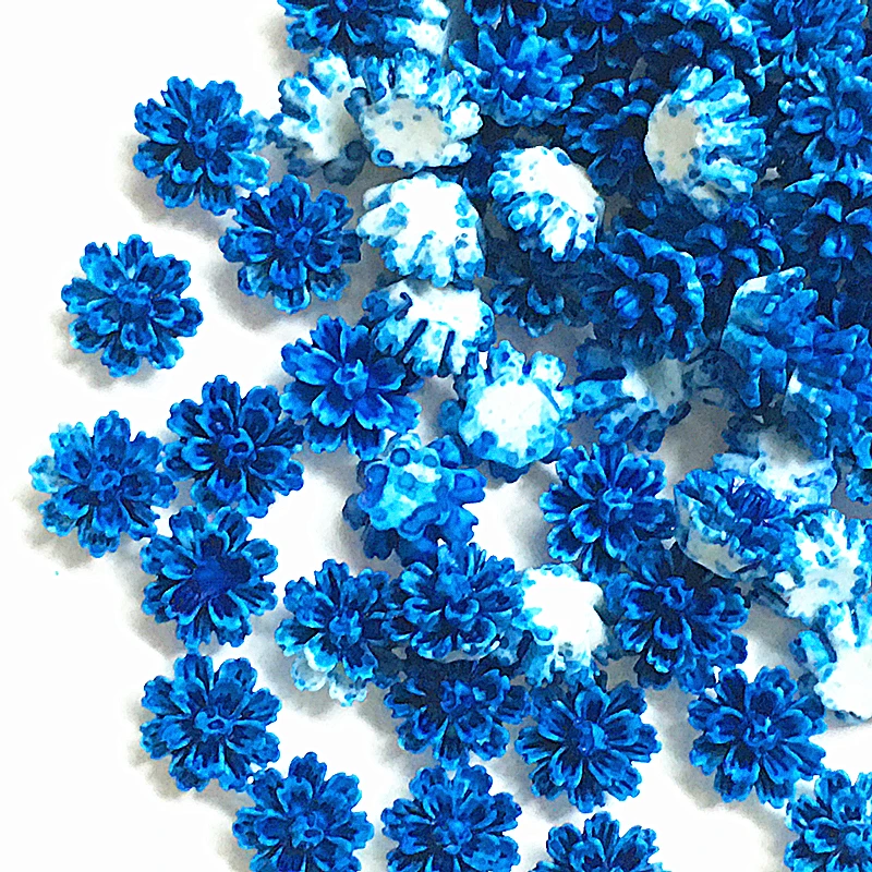 

100Pcs 12*13mm Deep blue Resin Flowers Decorations Crafts Flatback Cabochon For Scrapbooking Diy Accessories