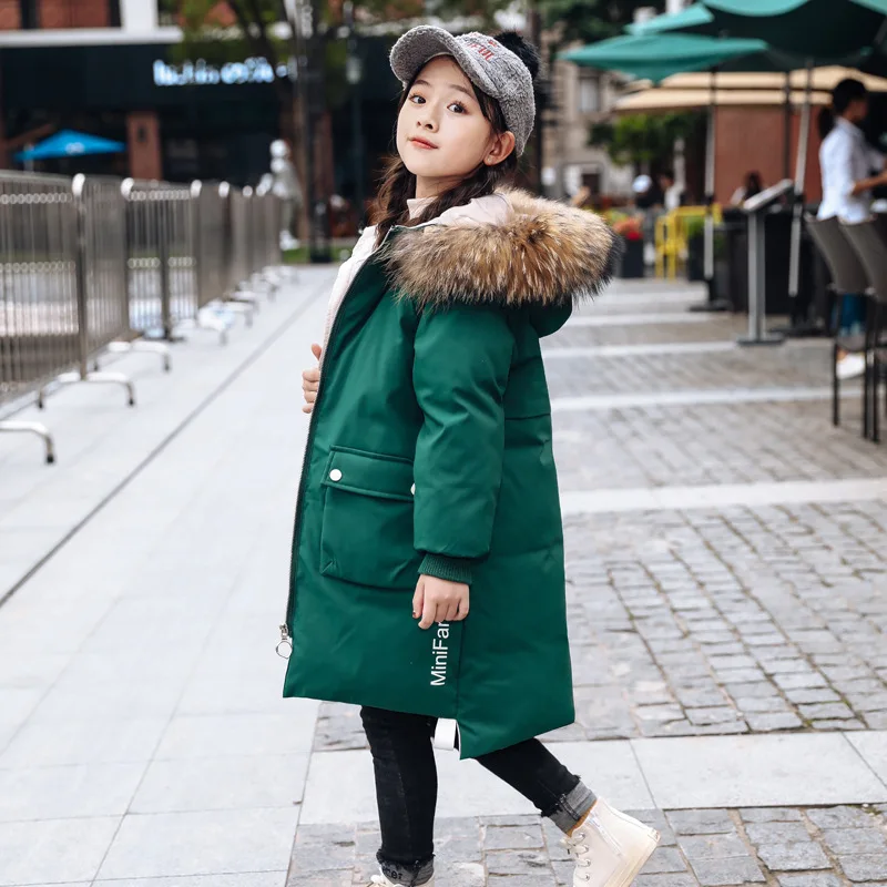 4-13 anni Teen Girls giacca invernale moda collo di pelliccia cappotto lungo con cappuccio per ragazze Parka soprabito addensare abbigliamento per