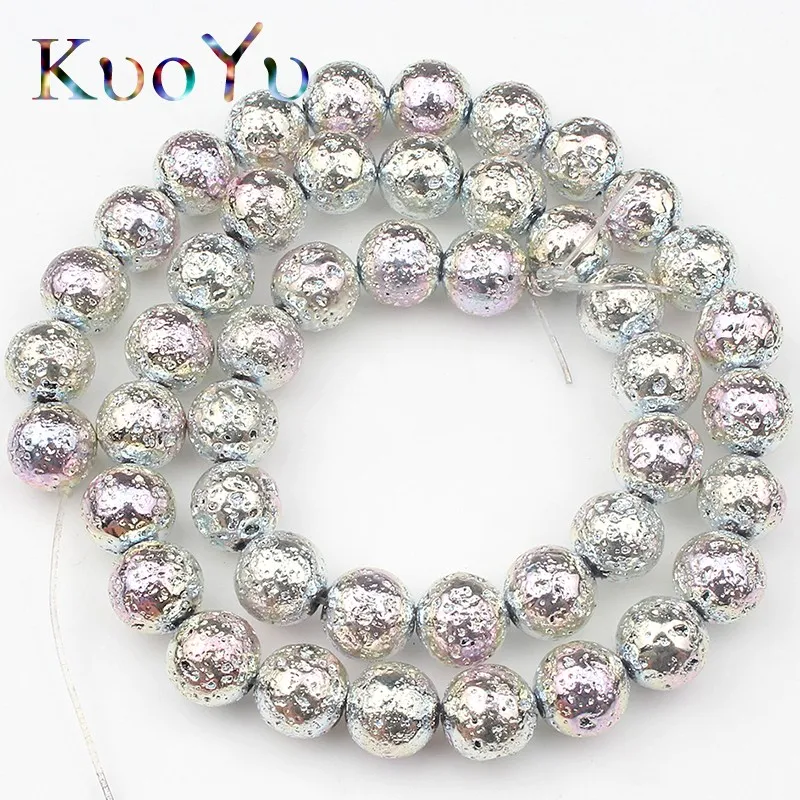 Multicolor Volcanic Rock Lava Stone Round Loose Spacer Bead For Jewelry Making Natural Stone Beads Diy Men Charm Bracelet 4-12mm