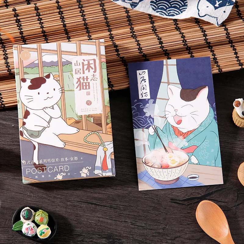 30 Sheets/Set My Friend and Cute Cat Postcard Cartoon Greeting Card Birthday Gift Card Message Card