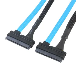 Kabel przedłużający SATA 7 + 15Pin kabel danych SATA3.0 i kabel zasilający żeński do żeńskiego dysk twardy linia czarny Nylon rękaw 30cm